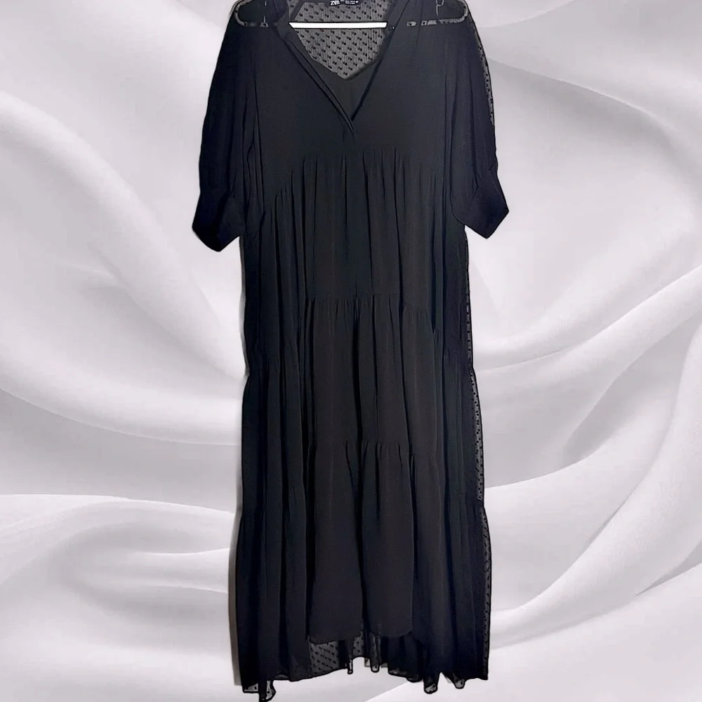 zara black dotted mesh dress Long Sleeve Zara Polka Dot Mesh Dress Zara Mesh Polka Dot Dress